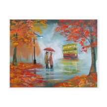 Regentag Herbst Rote Dachbahn Malerei