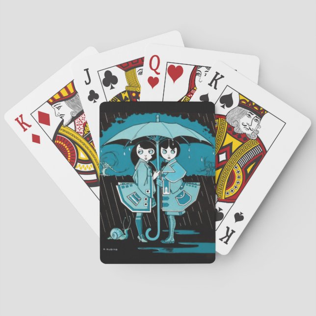 Regentag in Blau Spielkarten (Rückseite)