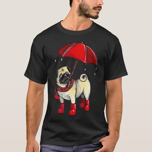 Regentag-Mops T-Shirt (Vorderseite)