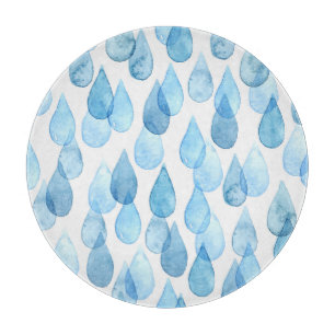 Regentage: Vintages Aquarellmuster Schneidebrett