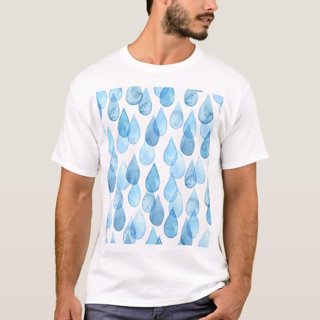 Regentage: Vintages Aquarellmuster T-Shirt (Vorderseite)