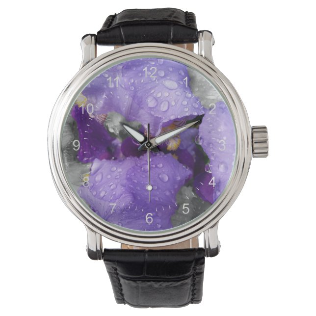 Regentropfen an Iris Armbanduhr (Vorderseite)