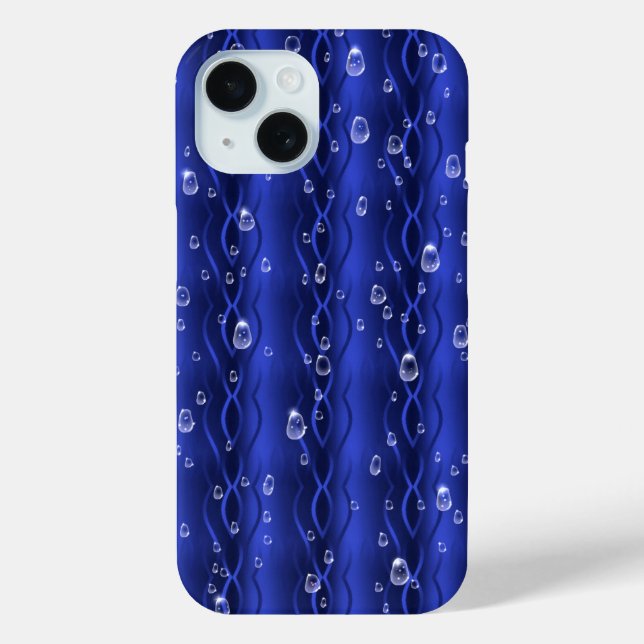 Regentropfen auf blauem Metall Case-Mate iPhone Hülle (Rückseite)