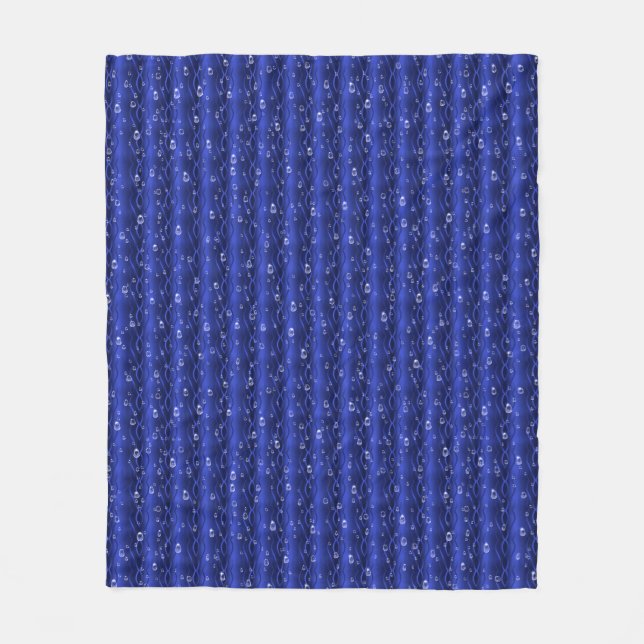 Regentropfen auf blauem Metall Fleecedecke (Vorderseite)