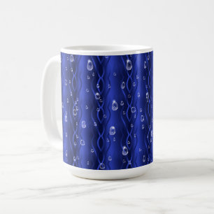 Regentropfen auf blauem Metall Kaffeetasse