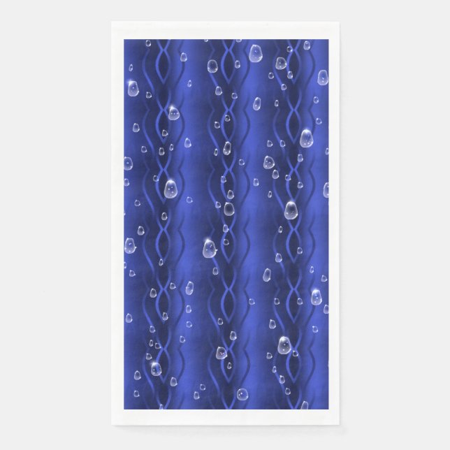 Regentropfen auf blauem Metall Serviette (Vorderseite)