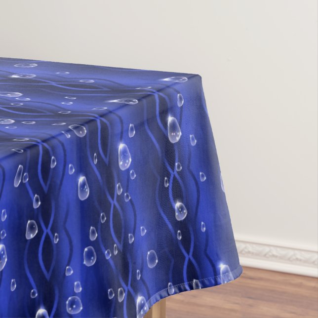 Regentropfen auf blauem Metall Tischdecke (Beispiel)