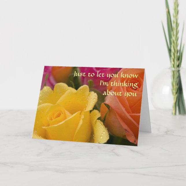 Regentropfen auf den Rosen, die an Sie denken, Karte (Vorderseite)