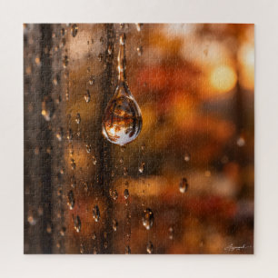 Regentropfen auf Fenster Herbst Bokeh Fotografie