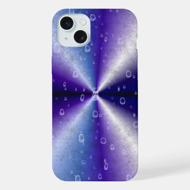Regentropfen auf Lila Regenbogen iPhone 15 Plus Hülle (Rückseite)