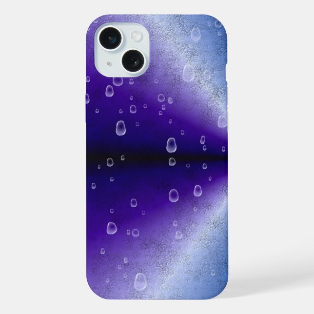 Regentropfen auf Lila Regenbogen iPhone 15 Plus Hülle (Rückseite)