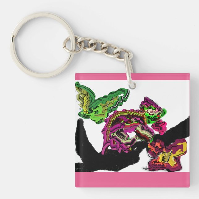 Regenwald Chameleon Spaß Schlüsselanhänger (Vorderseite)