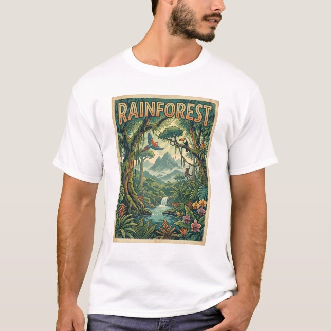 Regenwald-Retro-Design T-Shirt (Vorderseite)
