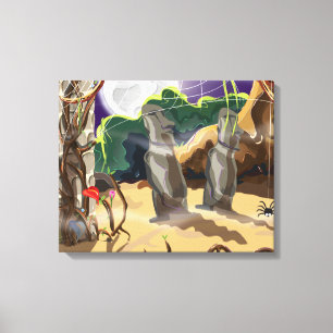 Regenwald versteckter Tempel Illustration. Leinwanddruck
