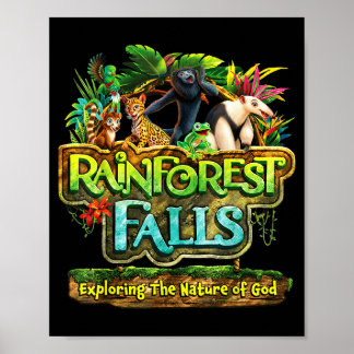 Regenwald Wasserfälle Erkundung der Natur Gottes V Poster