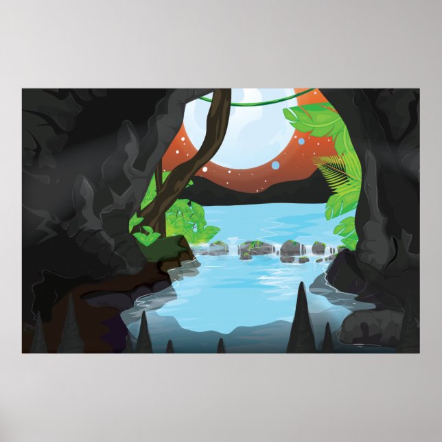 Regenwaldhöhle Poster (Vorne)