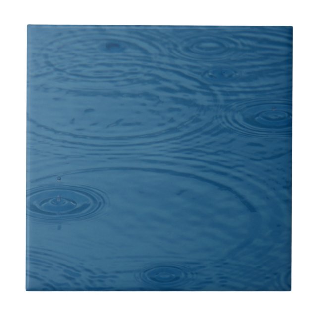 Regenwellen (Blaue Wasserwaagen) Fliese (Vorderseite)