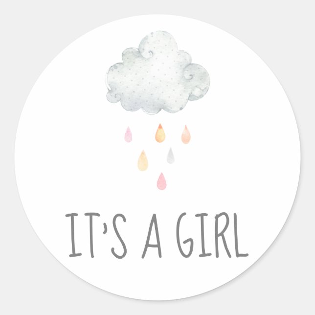 Regenwolke Es ist ein Girl-Baby-Aufkleber Runder Aufkleber (Vorderseite)