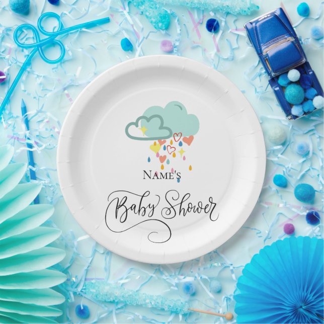 Regenwolke Junge Baby Shower Teller (Party)