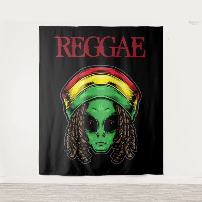 Reggae Alien Wandteppich (Vorderseite)