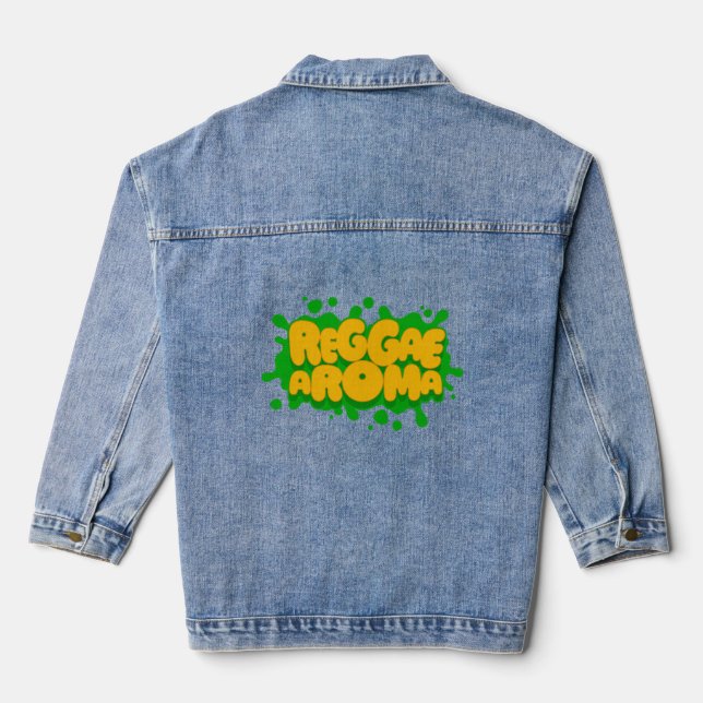 Reggae Aroma Splash Typografie Reggae Jeansjacke (Rückseite)