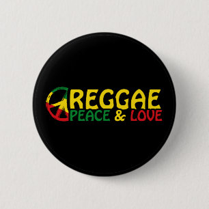 Reggae Art mit positiven Worten Frieden und Liebe Button