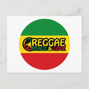 Reggae Art mit positiven Worten Frieden und Liebe Postkarte