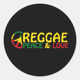 Reggae Art mit positiven Worten Frieden und Liebe Runder Aufkleber