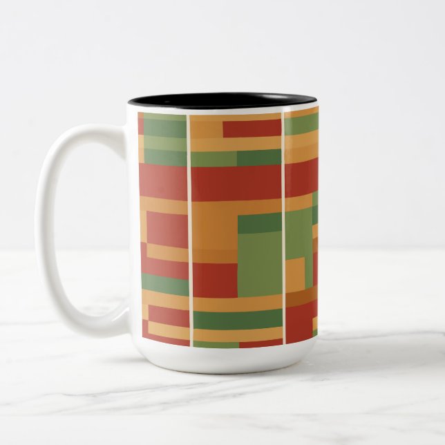 Reggae Boho Abstrakte Linie Art Zweifarbige Tasse (Links)