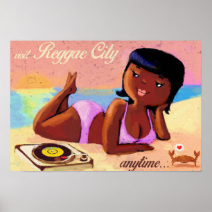Reggae City Gal am Strand Poster