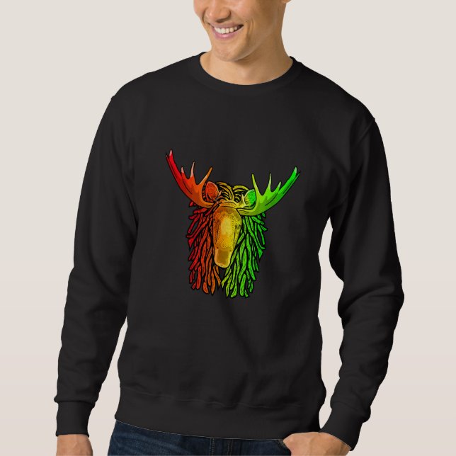 Reggae Cooler Moose Dreadlocks Rasta Dreads Rastaf Sweatshirt (Vorderseite)