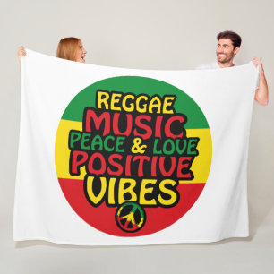 Reggae-Design mit positiven Zitaten und Reggae-Fla Fleecedecke