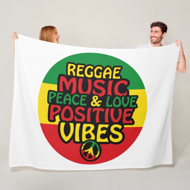 Reggae-Design mit positiven Zitaten und Reggae-Fla Fleecedecke (Beispiel)