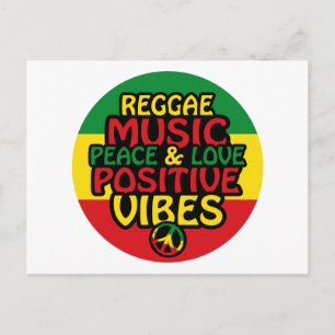 Reggae-Design mit positiven Zitaten und Reggae-Fla Postkarte