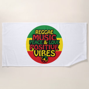Reggae-Design mit positiven Zitaten und Reggae-Fla Strandtuch