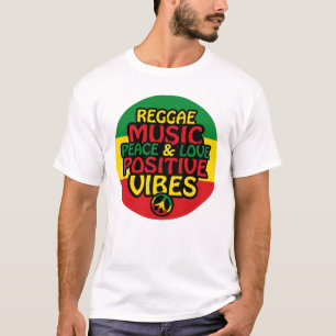 Reggae-Design mit positiven Zitaten und Reggae-Fla T-Shirt