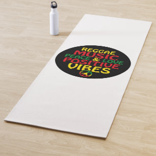 Reggae-Design mit positiven Zitaten und Reggae-Fla Yogamatte