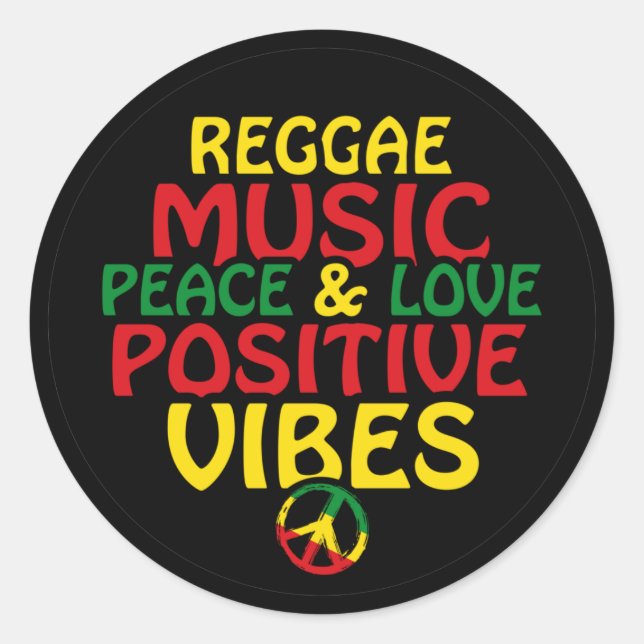 Reggae design with positive quotes and reggae flag runder aufkleber (Vorderseite)