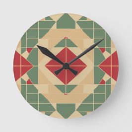 Reggae Geometric Pastel Tile Runde Wanduhr