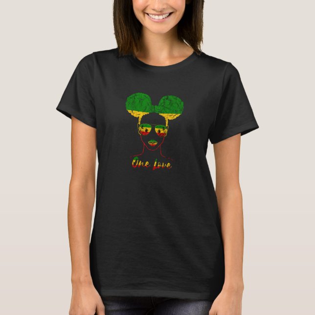 Reggae Girl Eine Liebe Rastafarian Roots Rasta Reg T-Shirt (Vorderseite)
