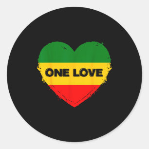 Reggae Herz Eine Liebe Rasta Reggae Musik Rastafar Runder Aufkleber