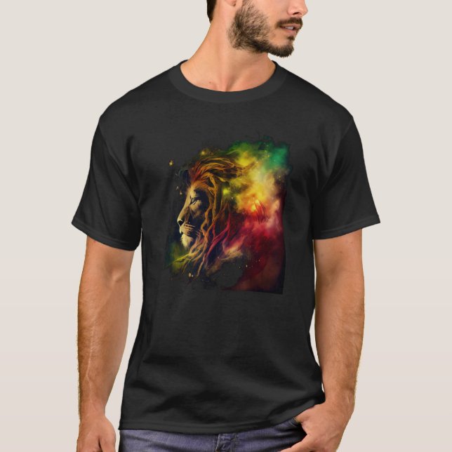 Reggae Lion Rastafari Music Freedom Zion Jamaica T-Shirt (Vorderseite)