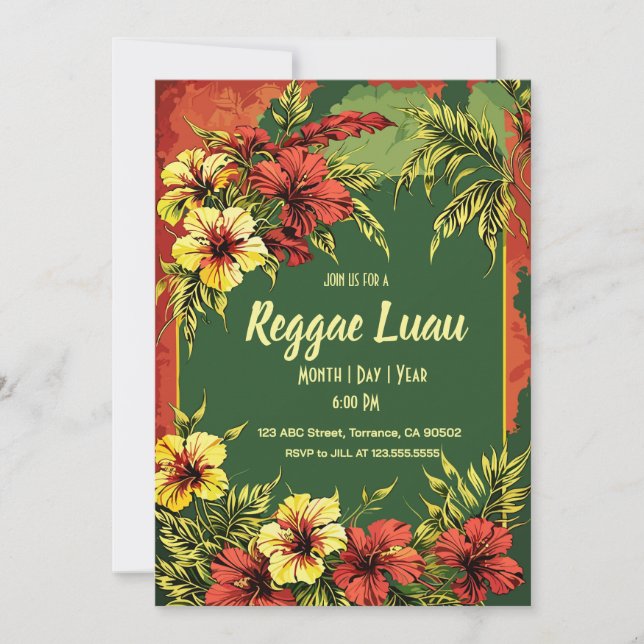 Reggae Luau Einladung (Vorderseite)