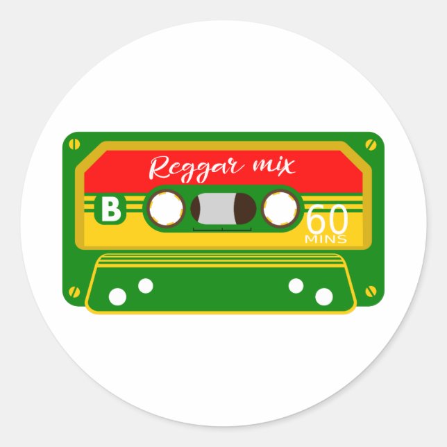 Reggae-Mix-Bandkassette Rastafarian Runder Aufkleber (Vorderseite)