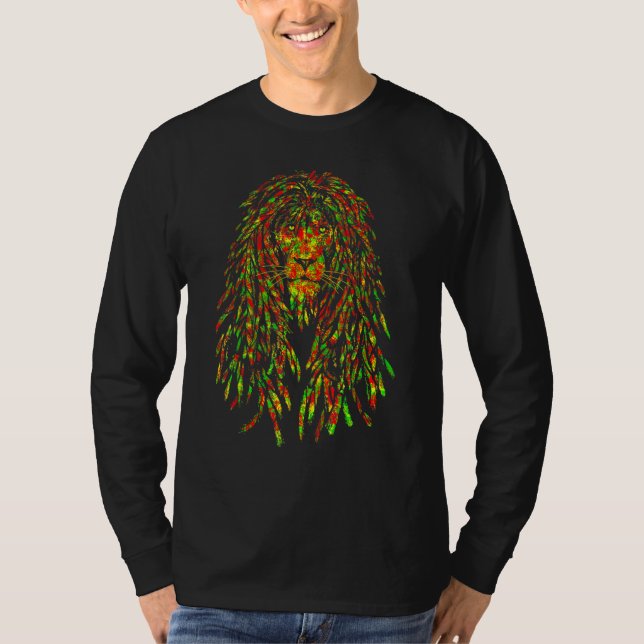 Reggae Music   Jamaican Lion Rasta Lion Of Rastafa T-Shirt (Vorderseite)