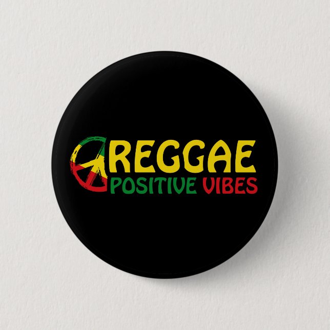 Reggae Music mit positivem Gesang und Reggae-Flagg Button (Vorderseite)