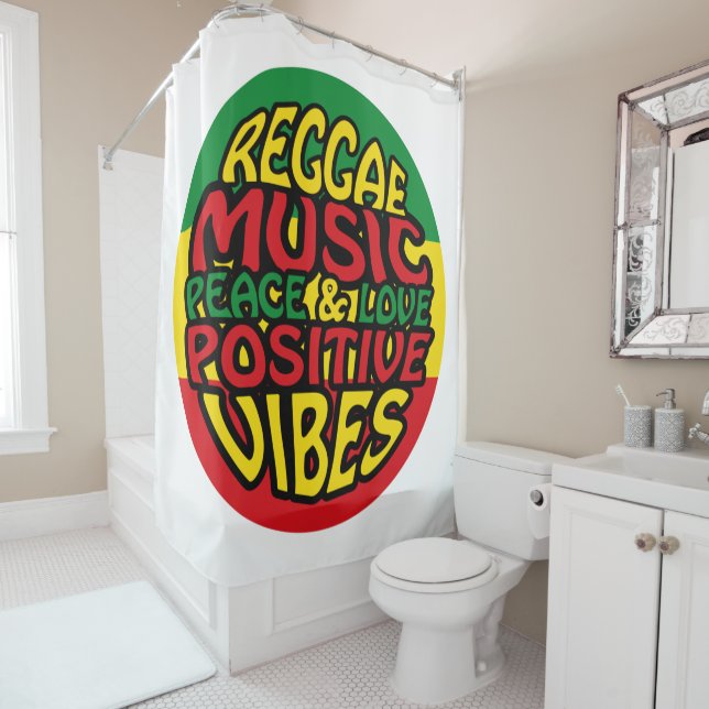Reggae Music mit positiven Redewendungen Duschvorhang (Beispiel)