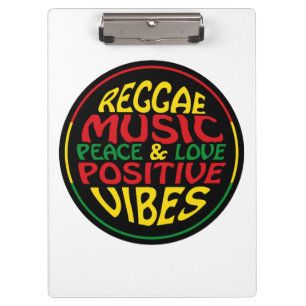 Reggae Music mit positiven Redewendungen und Zitat Klemmbrett