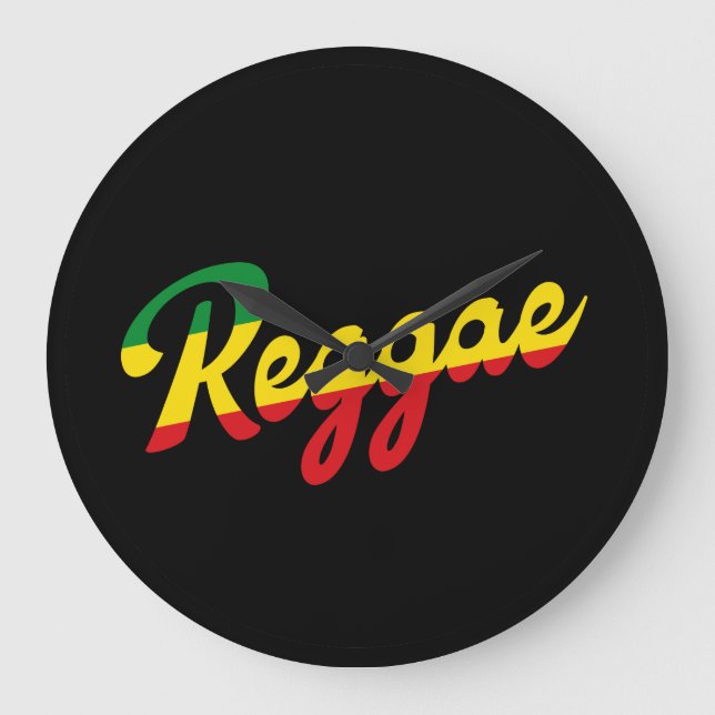 Reggae Music mit Reggae Flaggenfarben Große Wanduhr (Vorderseite)