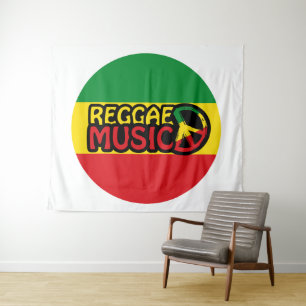Reggae Music, Reggae Art mit Friedenssymbol Wandteppich